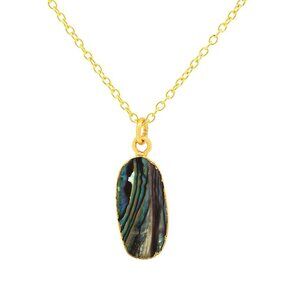 Gempires Natural Abalone Shell Pendant Necklace Oval Shaped Crystal Jewelry Hand